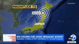 Peta lokasi gempa 7,2 SR di Prefektur Miyagi, Jepang, menunjukkan area terdampak dan peringatan tsunami.
(Foto: Sumber Media Internasional)