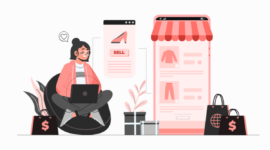 Ilustrasi pelaku UMKM memanfaatkan platform digital untuk meningkatkan penjualan online.