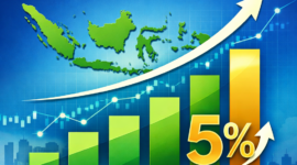 Infografis pertumbuhan ekonomi Indonesia 2026 menunjukkan proyeksi GDP naik 5% pada kuartal pertama, didorong oleh konsumsi domestik, investasi, dan ekspor yang kuat.