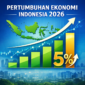 Infografis pertumbuhan ekonomi Indonesia 2026 menunjukkan proyeksi GDP naik 5% pada kuartal pertama, didorong oleh konsumsi domestik, investasi, dan ekspor yang kuat.
