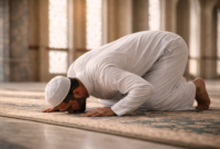 Ilustrasi ini menggambarkan pentingnya memperhatikan waktu-waktu sholat agar ibadah sesuai syariat, seperti menghindari sholat sunnah di waktu haram.