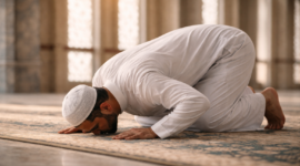 Ilustrasi ini menggambarkan pentingnya memperhatikan waktu-waktu sholat agar ibadah sesuai syariat, seperti menghindari sholat sunnah di waktu haram.