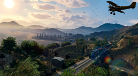 Pemandangan wilayah Los Santos di GTA Online dengan latar kendaraan udara dalam pembaruan terbaru Januari 2026. (Image Credit: Rockstar Games / GTA Online)