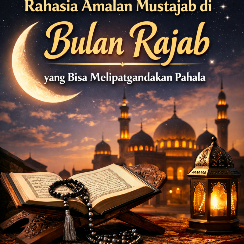 Ilustrasi bulan Rajab sebagai bulan mulia dalam Islam yang dianjurkan untuk memperbanyak ibadah, doa, dan amal saleh.