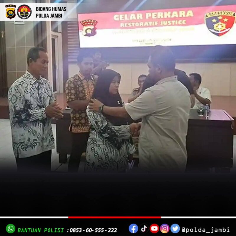 Kasus Guru Honorer di Muaro Jambi Diselesaikan Melalui Restorative Justice.( Poto : Humas Polda Jambi )