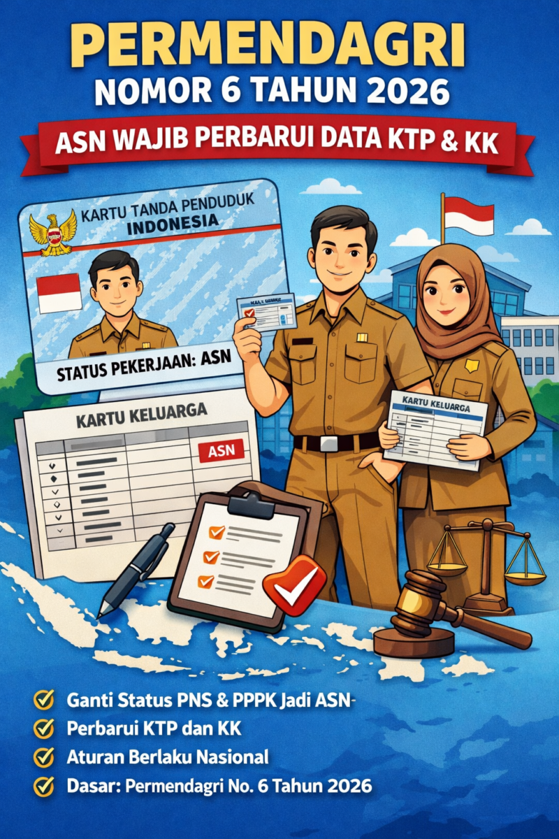 Permendagri Nomor 6 Tahun 2026, ASN dan PPPK Wajib Perbarui Data KTP dan KK














































































