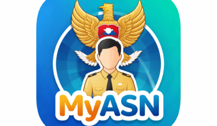 Logo MyASN menampilkan PNS di depan Garuda dengan latar biru-hijau dan tulisan “MyASN”.