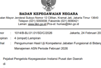 BKN Umumkan Hasil Uji Kompetensi Jabatan Fungsional Manajemen ASN Februari 2026