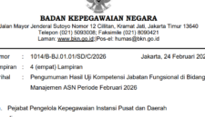 BKN Umumkan Hasil Uji Kompetensi Jabatan Fungsional Manajemen ASN Februari 2026