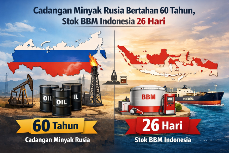 Cadangan Minyak Rusia Bertahan 60 Tahun, Stok BBM Indonesia Hanya 26 Hari