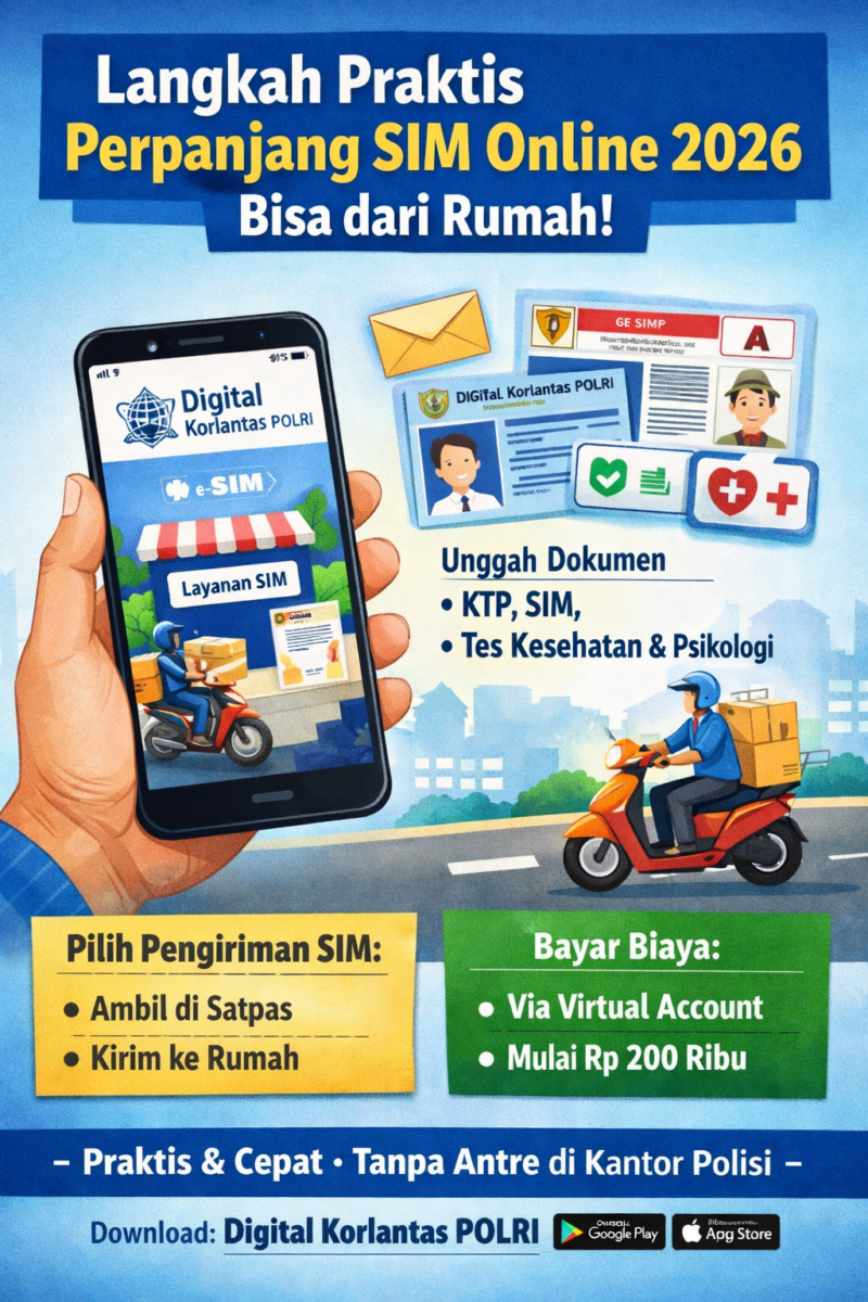 Langkah Praktis Perpanjang SIM Secara Online Tahun 2026, Bisa Dilakukan dari Rumah