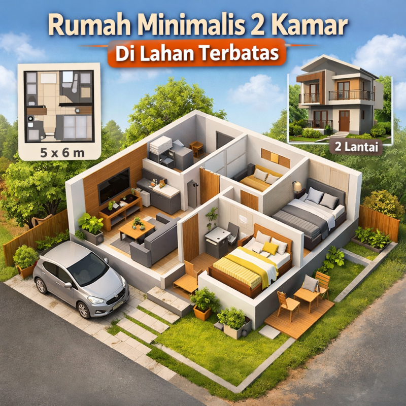 Inspirasi Rumah Minimalis Dua Kamar, Solusi Nyaman di Lahan Terbatas