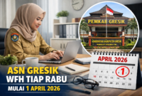 Ilustrasi ASN Pemerintah Kabupaten Gresik bekerja dari rumah (WFH) (Foto: jemarionline/Fathurrahman)