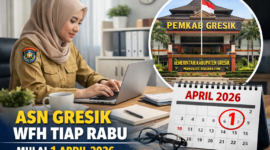 Ilustrasi ASN Pemerintah Kabupaten Gresik bekerja dari rumah (WFH) (Foto: jemarionline/Fathurrahman)