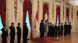 Presiden Prabowo disambut upacara kenegaraan di Istana Akasaka saat bertemu dengan PM Jepang Sanae Takaichi. (Firda/detikcom)