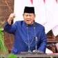 Presiden Prabowo Subianto menyampaikan pidato dalam forum kenegaraan yang menyinggung arah kebijakan dan posisi Indonesia dalam dinamika geopolitik dunia.