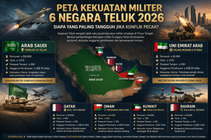 Peta Kekuatan Militer 6 Negara Teluk: Siapa Paling Tangguh Jika Konflik Pecah?