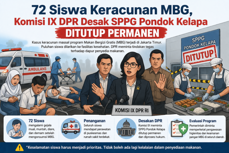 72 Siswa Keracunan MBG, DPR Minta SPPG Pondok Kelapa Ditutup 