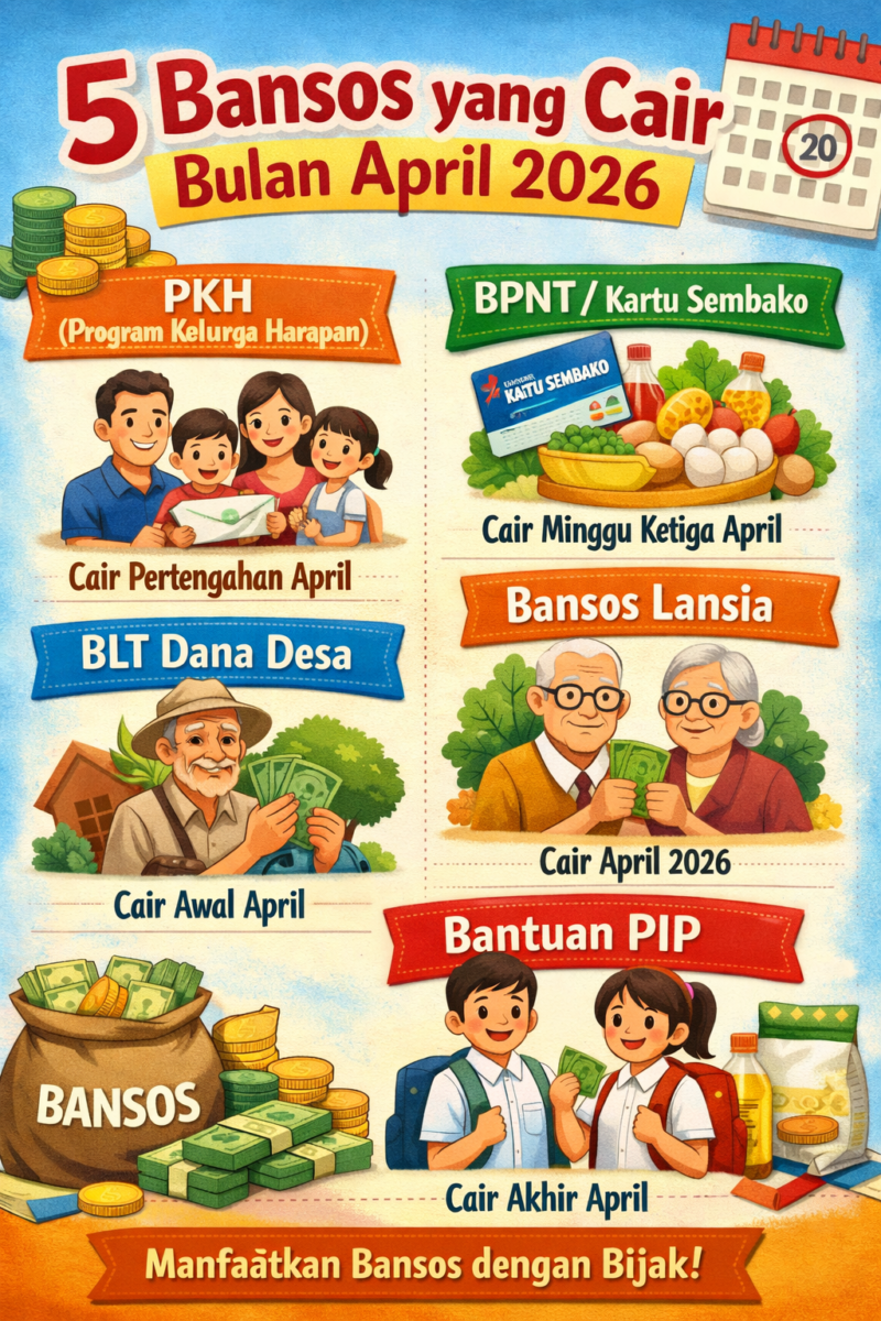 5 Bantuan Sosial yang Cair di Bulan April 2026, Termasuk PKH dan BPNT
