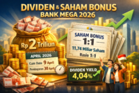 Bank Mega Bagikan Dividen dan Saham Bonus, Nilainya Capai Triliunan Rupiah ( poto : AI )