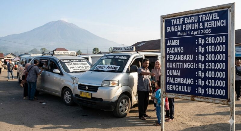 Pasca Lebaran 2026, Tarif Travel Kerinci-Sungai Penuh ke Berbagai Jurusan Resmi Naik