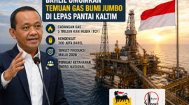 Ilustrasi temuan cadangan gas bumi jumbo di lepas pantai Kalimantan Timur yang melibatkan aktivitas eksplorasi migas oleh perusahaan energi di wilayah Blok Ganal, dengan potensi cadangan mencapai 5 triliun kaki kubik.