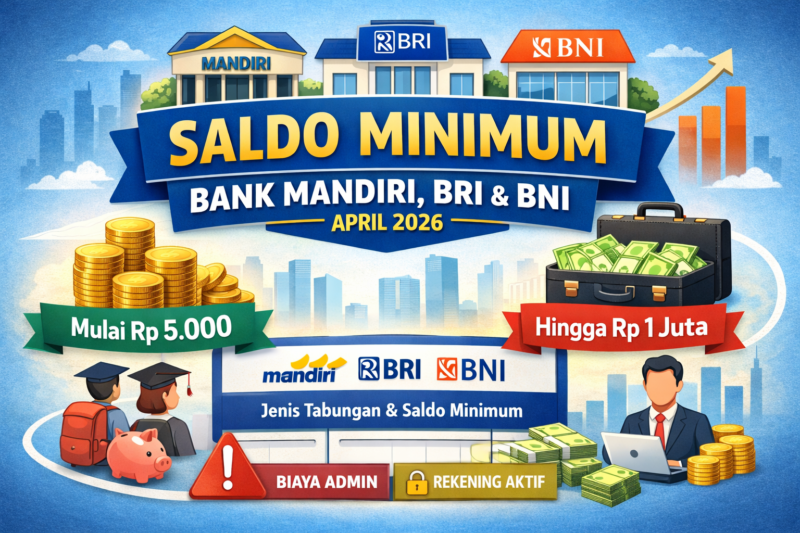 Saldo Minimum Bank Mandiri, BRI, dan BNI Terbaru April 2026, Ini Rinciannya
