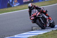 Marco Bezzecchi menjadi pembalap Aprilia tercepat pada sesi Practice MotoGP Spanyol 2026.