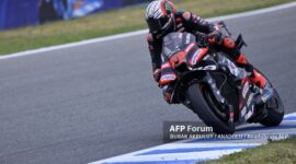 Marco Bezzecchi menjadi pembalap Aprilia tercepat pada sesi Practice MotoGP Spanyol 2026.