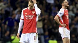 Arsenal Terancam Gagal ke Final! Odegaard & Havertz Absen, Arteta Hadapi Krisis Besar Lawan Atletico.( Poto : AP Photo/Luis Vieira/BRI SUPER LEAGUE )