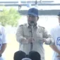 Presiden Prabowo Subianto menyampaikan pidato usai panen raya udang di Tambak Budidaya Udang Berbasis Kawasan (BUBK) Kebumen, Sabtu (23/5/2026). ( Poto : ANTARA ).
