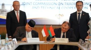 Indonesia Belarus kerja sama 2026–2030 dalam Sidang Komisi Bersama di Minsk untuk memperkuat hubungan ekonomi, perdagangan, dan investasi bilateral.( Poto : ANTARA ).