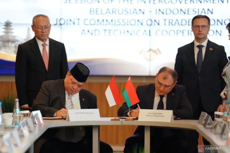 Indonesia Belarus kerja sama 2026–2030 dalam Sidang Komisi Bersama di Minsk untuk memperkuat hubungan ekonomi, perdagangan, dan investasi bilateral.( Poto : ANTARA ).