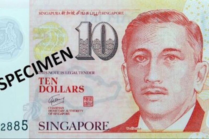 Ilustrasi uang dollar Singapura, uang kertas pecahan 10 dollar Singapura.(MONETARY AUTHORITY OF SINGAPORE/JENSEN)