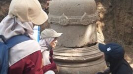 Penemuan stupa candi boyolali di Desa Nepen, Kecamatan Teras, Boyolali.( Poto : kompas.com )