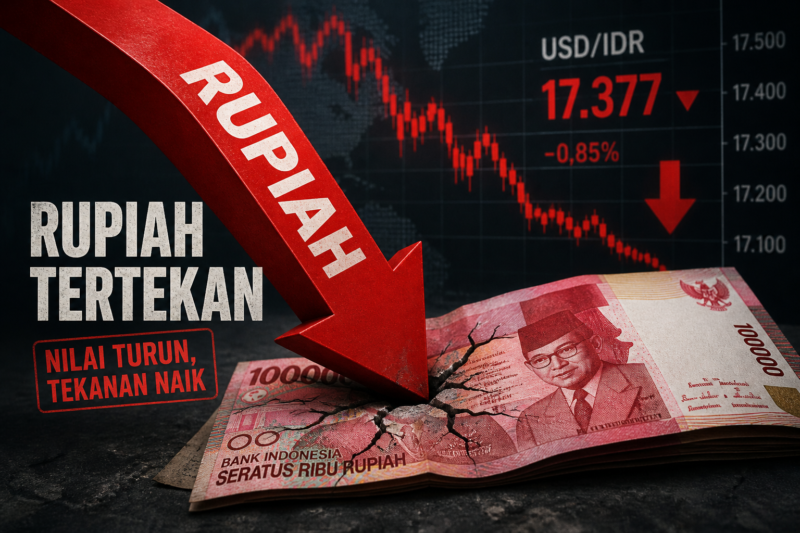Rupiah tertekan di tengah tekanan global, sementara Dinar Kuwait tetap menguat dan mempertahankan status sebagai mata uang terkuat di dunia.( Ilustrasi Poto : AI ).
