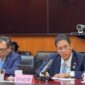 Menteri Keuangan Purbaya Yudhi Sadewa dalam pertemuan bilateral dengan Menteri Keuangan Republik Rakyat Tiongkok (RRT), Lan Fo’an, di Beijing pada Rabu (17/6/2026).( poto : kompas.com )