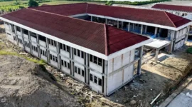 Pembangunan gedung Sekolah Rakyat tahap II.( poto : ANTARA ).