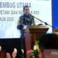 Ketua Umum KTNA Nasional Muhammad Yadi Sofyan Noor saat memberikan sambutan pada Rembug Utama KTNA tahun 2026, Jumat (19/6/2026). ( poto : ANTARA )