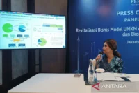 Ketua Bidang Riset dan Kajian Ekonomi Perbankan Perbanas Aviliani saat memaparkan hasil survei UMKM di Jakarta, Kamis (18/6/2026). ( poto : ANTARA )