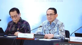 Kepala Eksekutif Pengawas Lembaga Pembiayaan, Perusahaan Modal Ventura, Lembaga Keuangan Mikro dan Lembaga Jasa Keuangan Lainnya (PVML) Otoritas Jasa Keuangan (OJK) Agusman (kanan).( poto : ANTARA )
