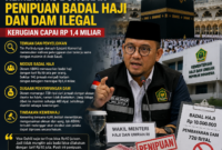 Kementerian Haji dan Umrah Republik Indonesia mengungkap kasus penipuan badal haji( poto : chatGPT ).