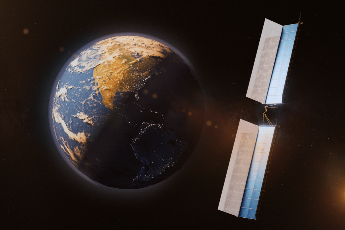 Ilustrasi Bumi dan satelit yang terpapar energi matahari.(TechCrunch)