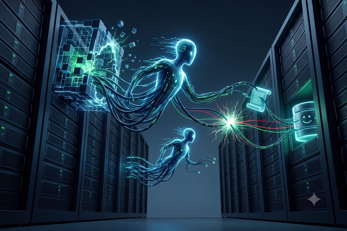 Ilustrasi model AI yang jadi hacker dan melakukan peretasan ke sistem lain untuk mencuri data.(Ilustrasi dibuat dengan AI.)