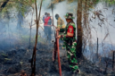 Babinsa Koramil 416-06/MB langsung bergerak cepat setelah menerima laporan kebakaran lahan sungai buluh pada Senin (24/8/2026).(poto: oegopost.id).