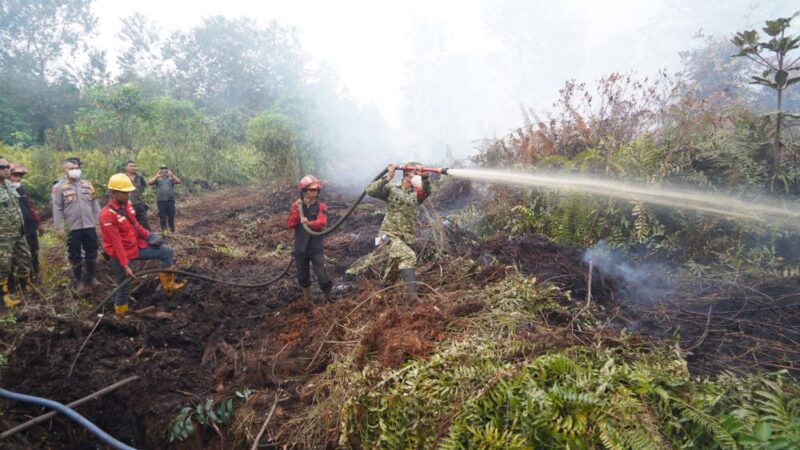Komandan Korem 042/Gapu Brigjen TNI Nyamin memimpin langsung langkah penanganan Karhutla Muaro Jambi di Desa Londerang, Kecamatan Kumpeh, Jumat (28/8/2026).(poto: oegopost.id).