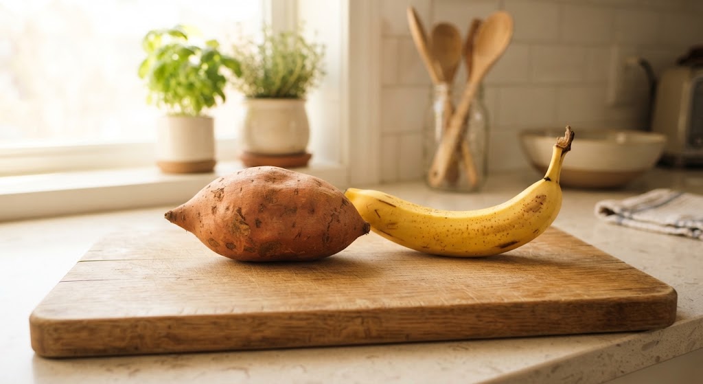 Ubu jalar Versus pisang, mana yang lebih baik untuk gula darah.(poto: AI).