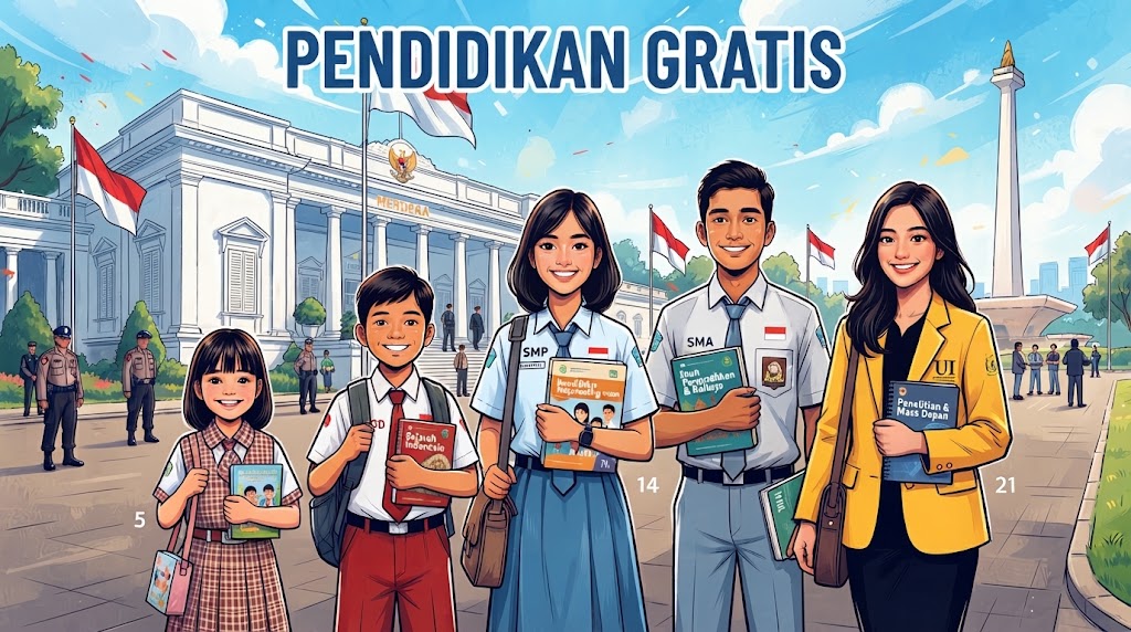Program sekolah gratis.(ilustrasi poto: AI)