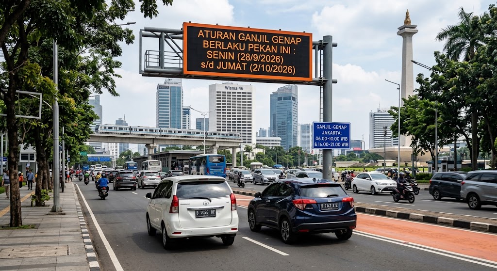 Ilustrasi Ganjil genap Jakarta.(poto: AI).