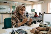 Ilustarsi Seorang warga sedang bertransaksi membeli emas Antam di outlet Pegadaian, Kamis (22/10/2026).(poto: AI).